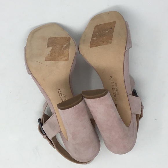 Halston Heritage Vera Pink T-strap Heeled Sandals. - Picture 8 of 14